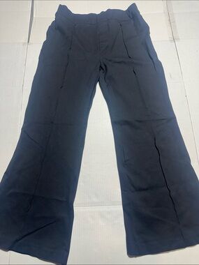 Spanx Black Wide-Leg Pants w faux back pockets tummy control piping middle legs